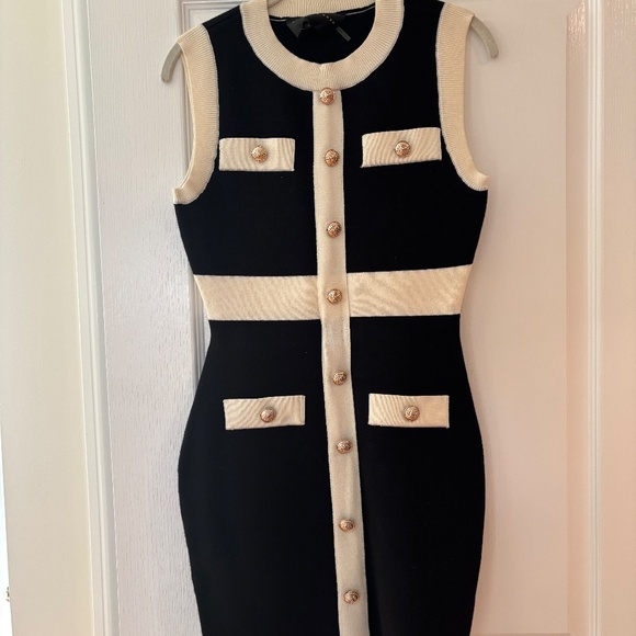 ENDLESS ROSE CONTRAST TRIM KNIT DRESS PETITE SMALL SLEEVELESS - Picture 5 of 9